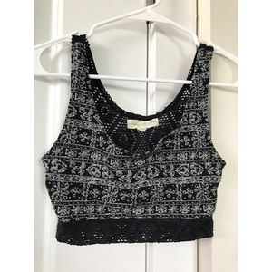 Black and white tribal crop top