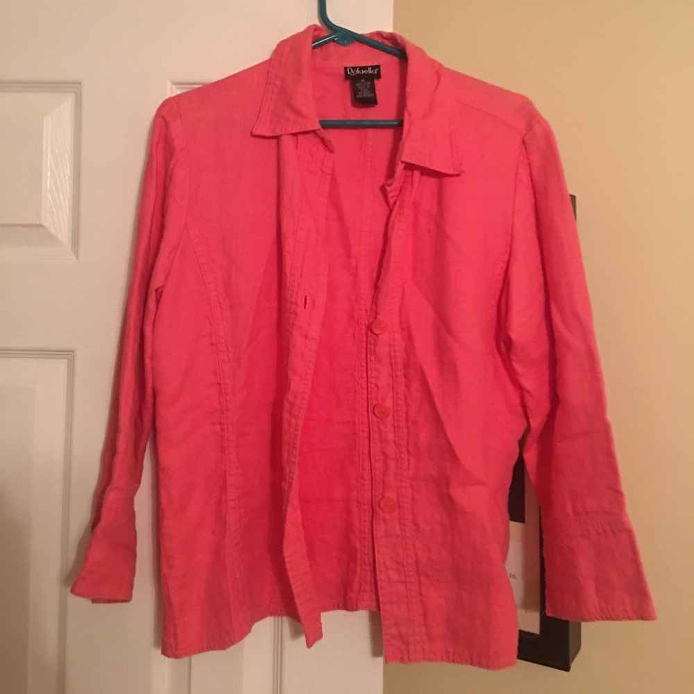 Lightweight pink button down jacket