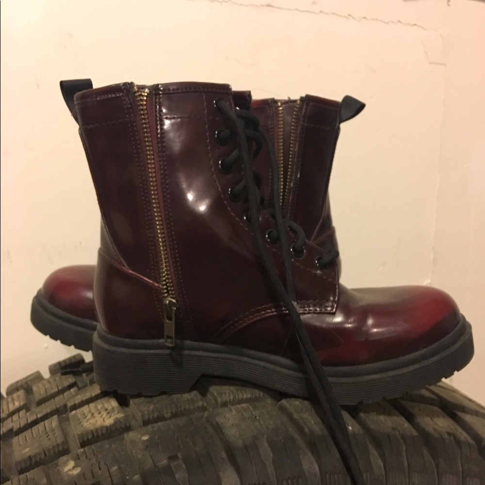 Maroon combat boots