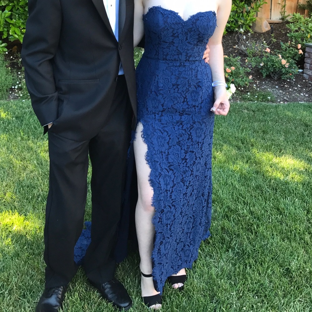 Fame and Partners Blue Prom Dress