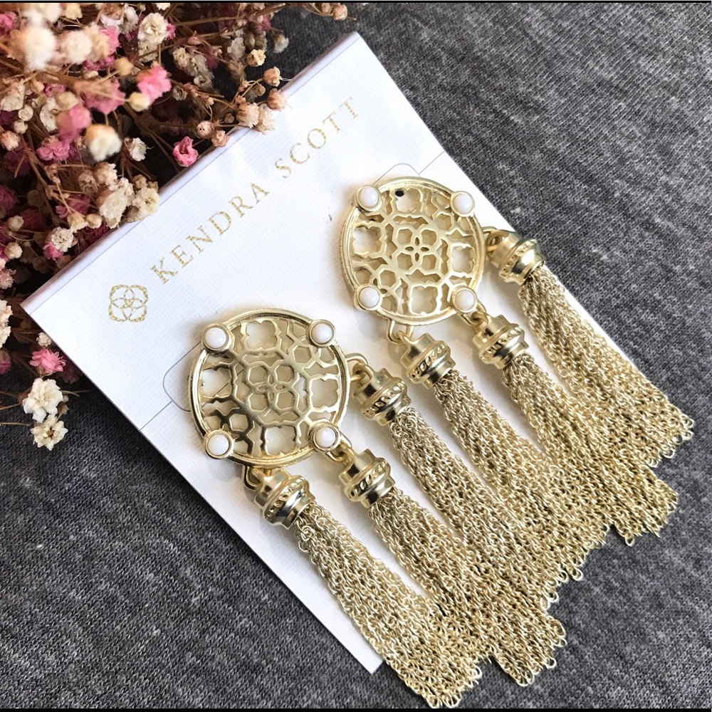 NWT Kendra Scott Adams Gold Tassel Earrings - Picture 2 of 4
