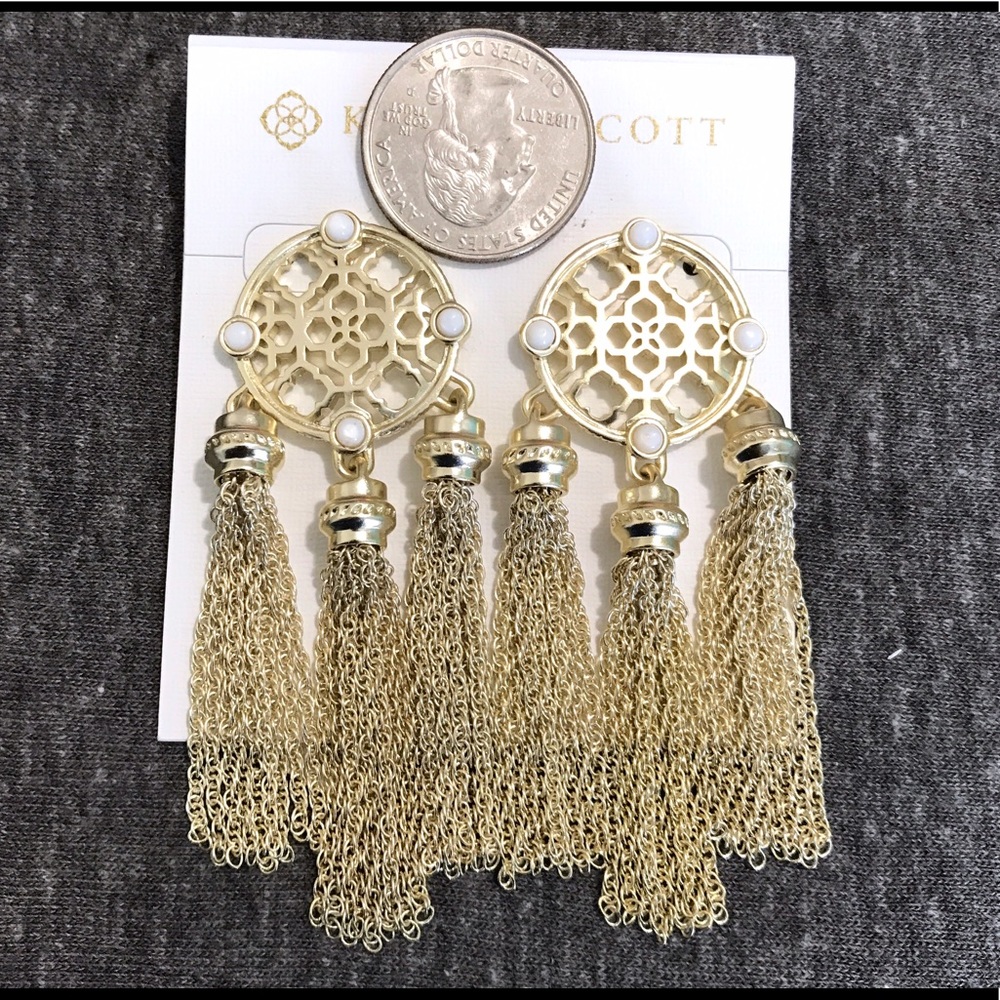 NWT Kendra Scott Adams Gold Tassel Earrings - Picture 3 of 4
