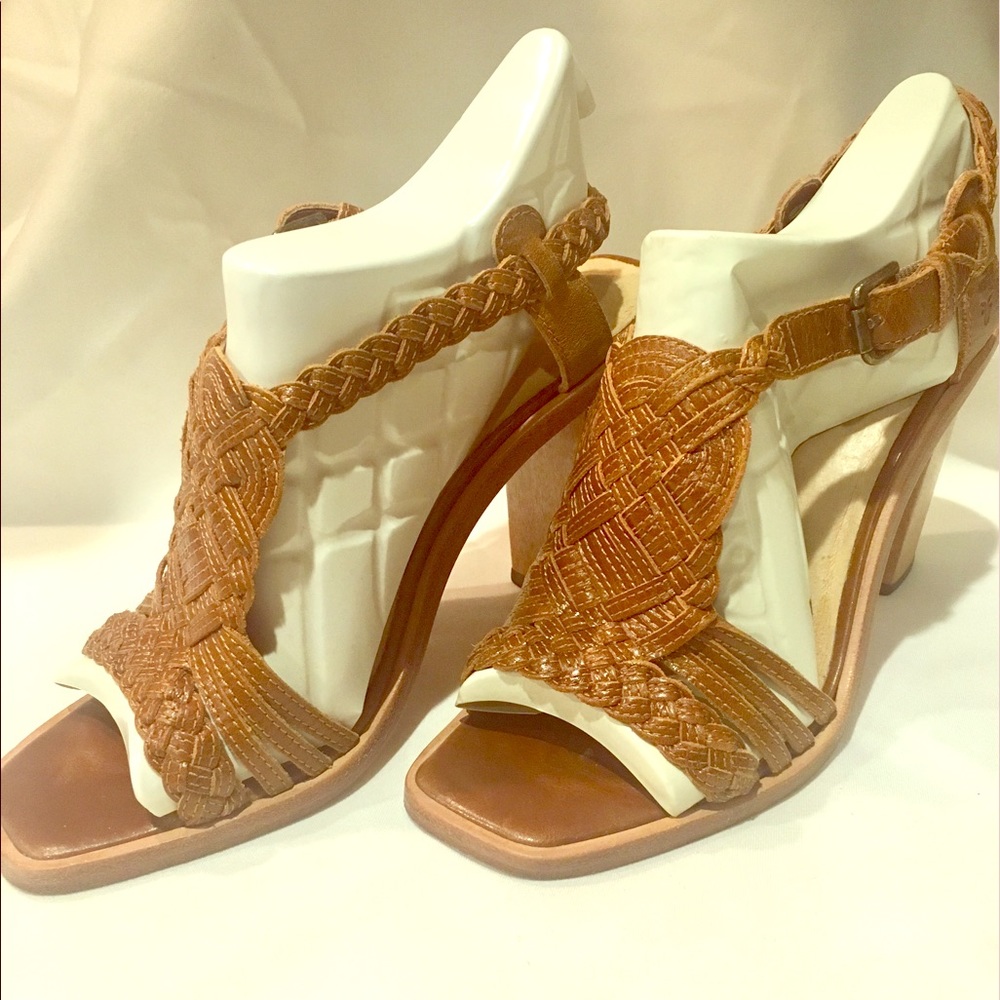 Frye Braided Leather Block Heel