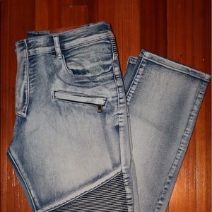 Tigershvrk distressed biker denim sky blue