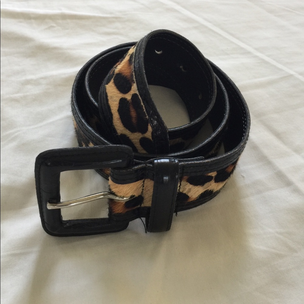 Genuine leather leopard print belt