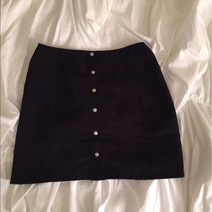 Mini black suede skirt with buttons