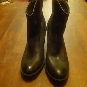 Brown leather cowboy boots