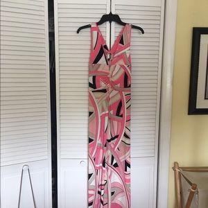 Contemporary pink maxi dress.
