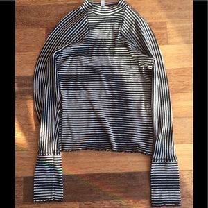 Free People Blue & White Stripped Long Sleeve Top