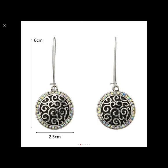 Antique Silver Carved Crystal Vintage Drops - Picture 4 of 4