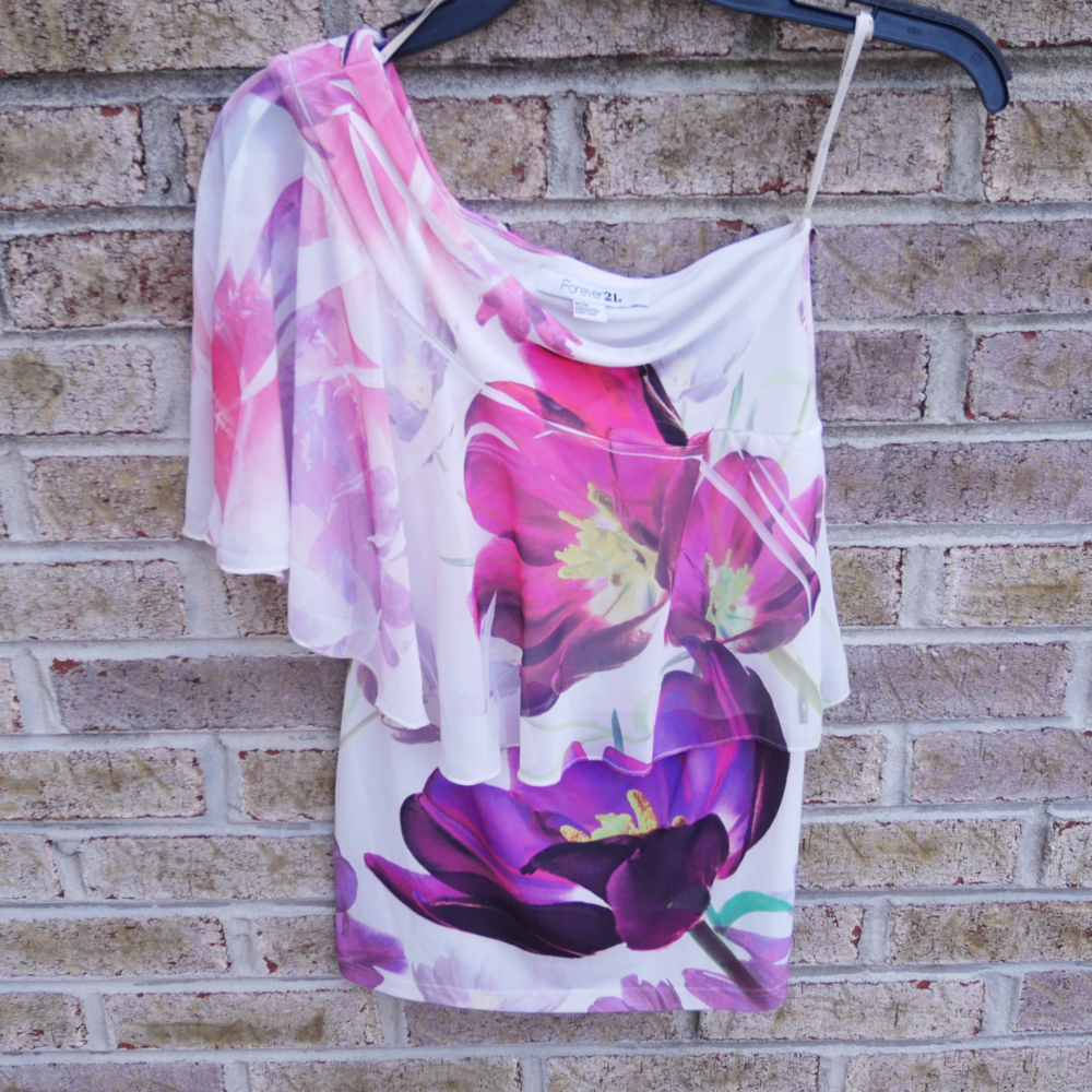 Forever 21 one shoulder floral top