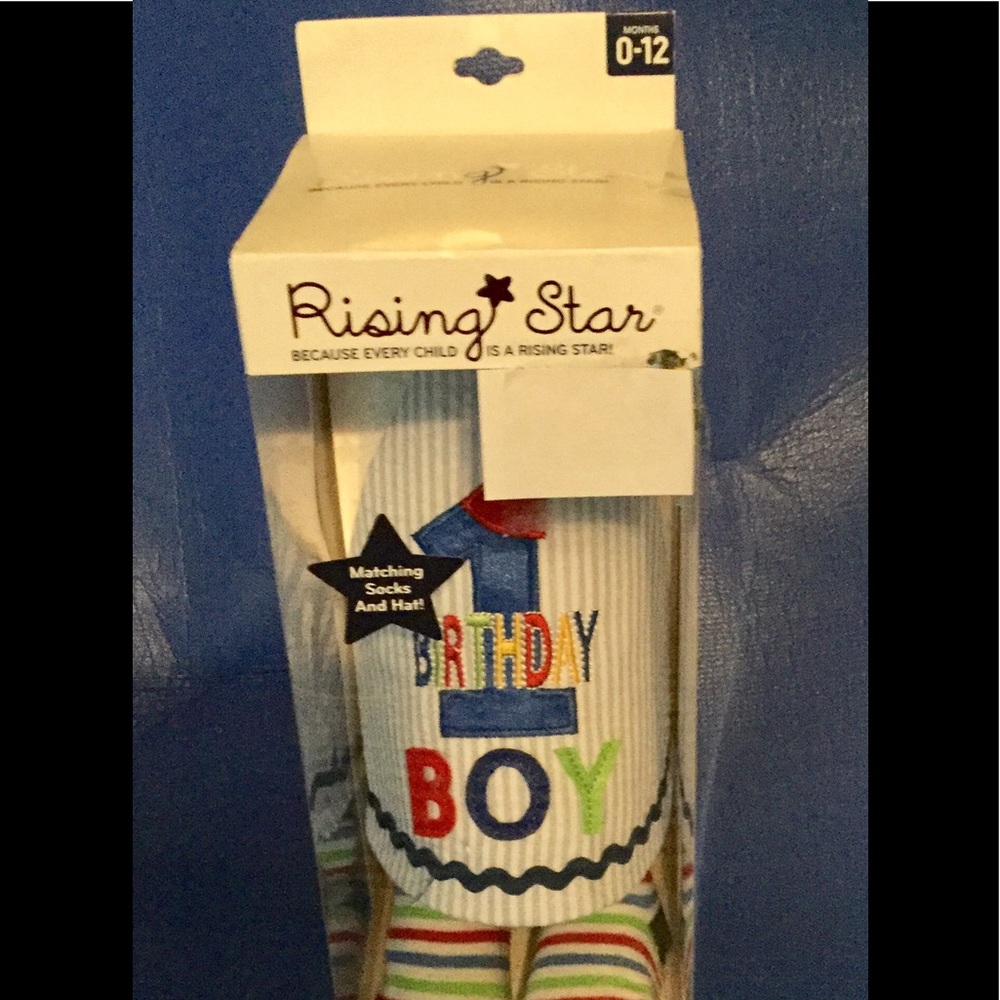 Baby Boy First Birthday Party Hat & Socks Set