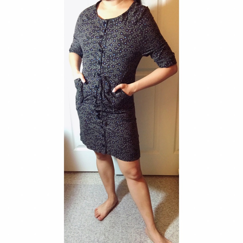 Long sleeve buttoned floral print dress