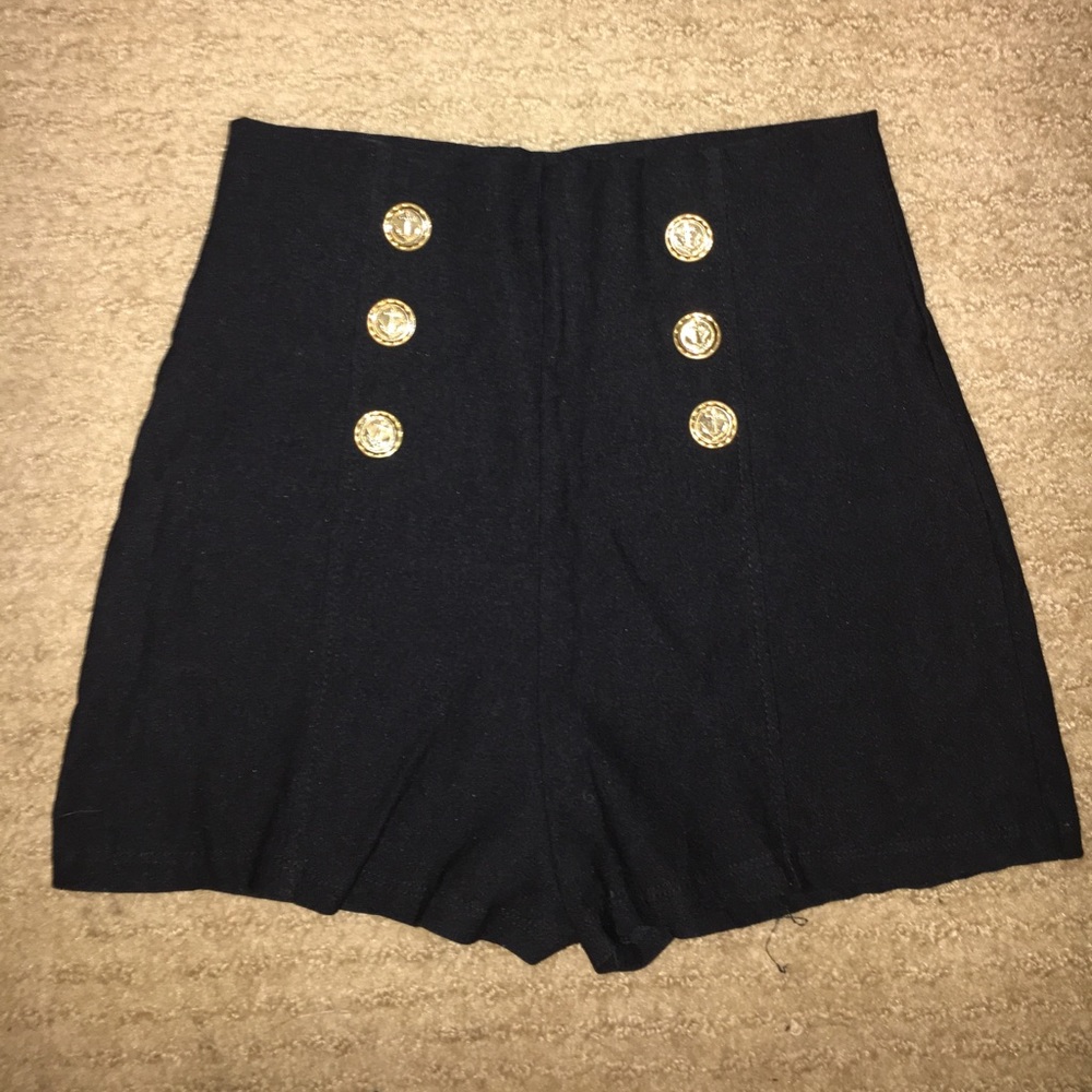 Stretchy high waisted black sailor shorts