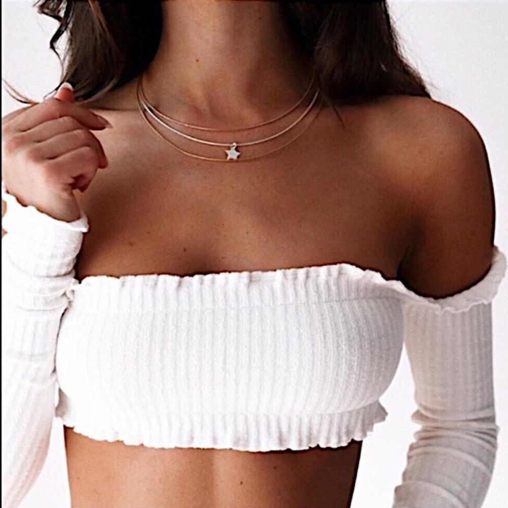 White Ruffle Top