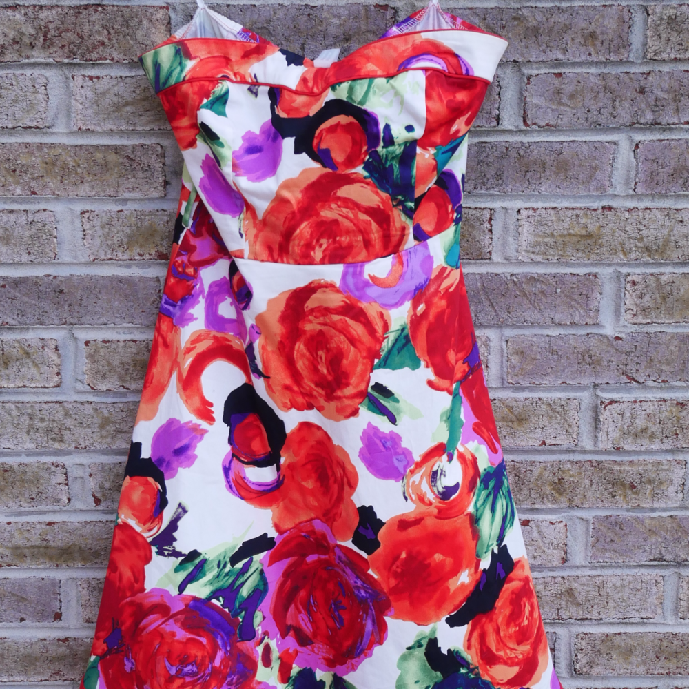 Strapless floral summer dress