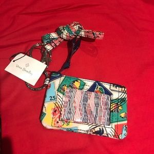 Vera Bradley Zip ID Case & Lanyard in Cuban Stamps