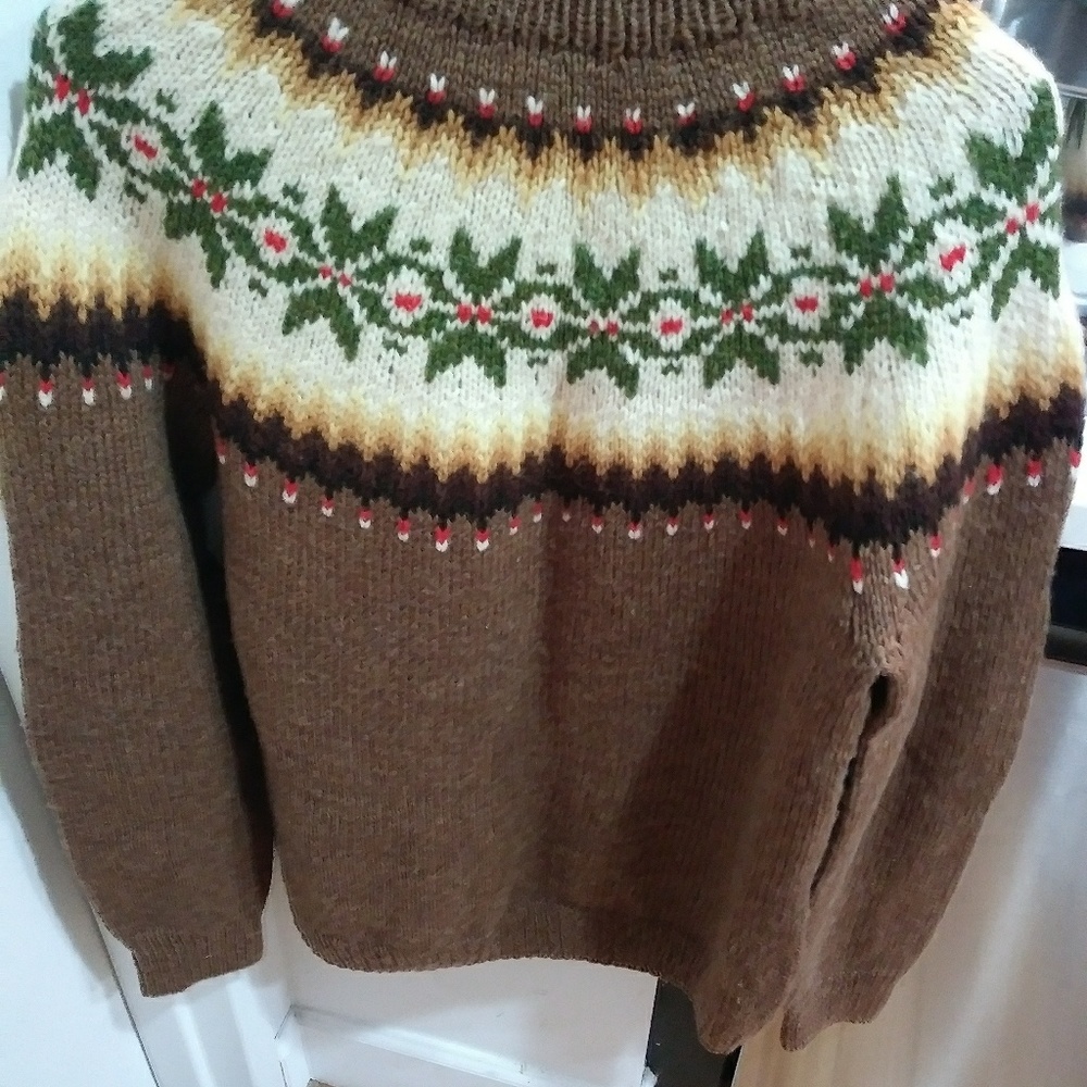Vintage Handwoven Wool Holiday Sweater