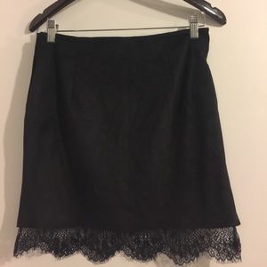 Suede Skirt with Lace Accent