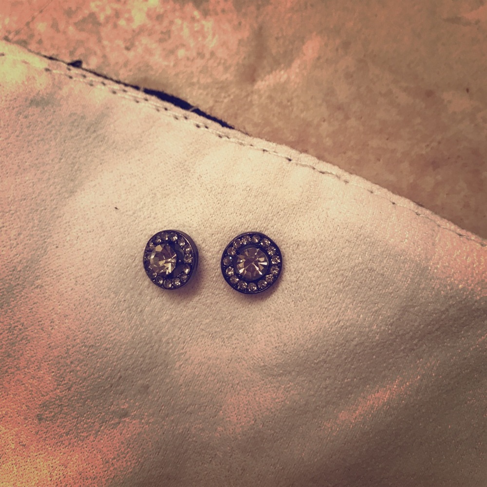 Like New Black Diamond Halo Earrings