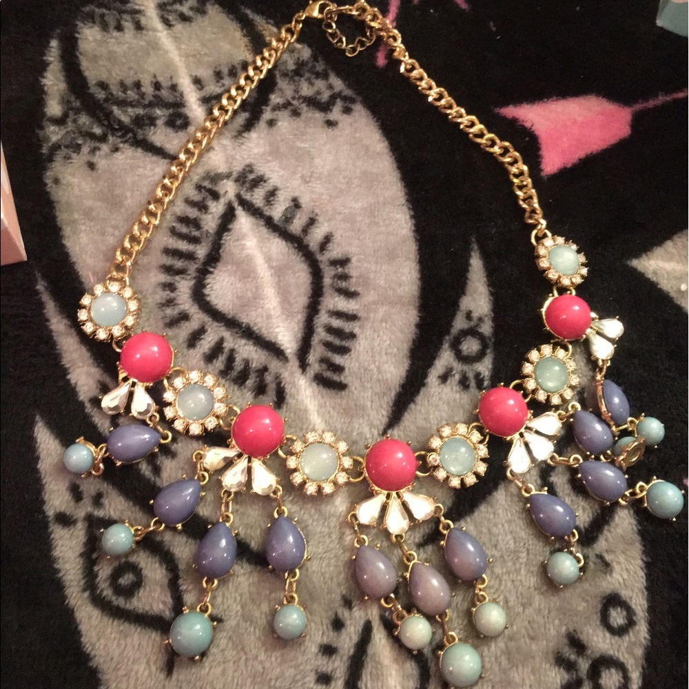 NEW Pink, Purple, Blue Shiny Gold Chunky Necklace