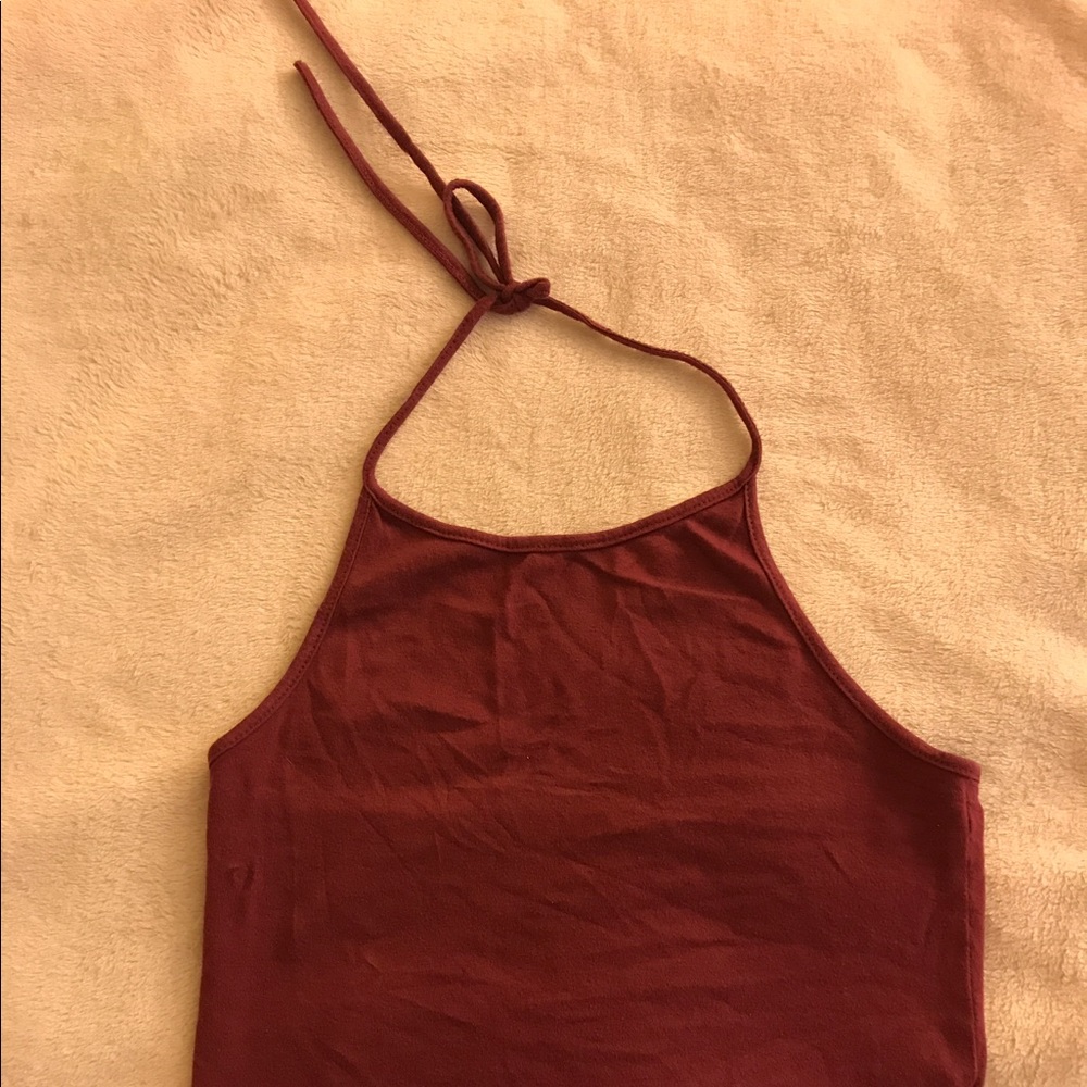 BRANDY MELVILLE MAROON HALTER TOP