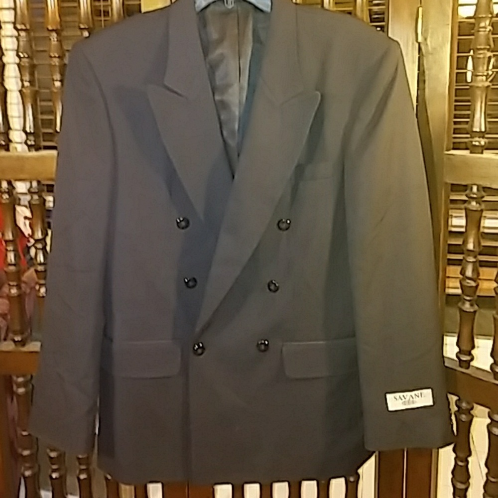 NWT- Savane black double breasted sports coat, 36R