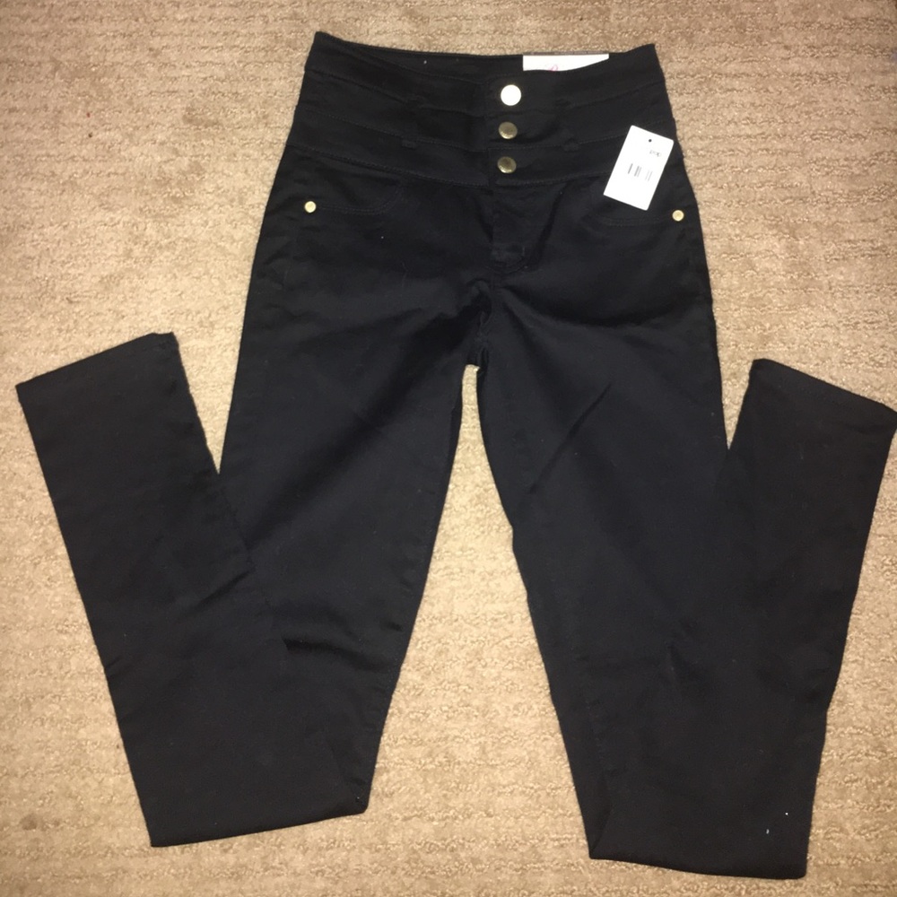 Refuge high waisted super skinny black jeans