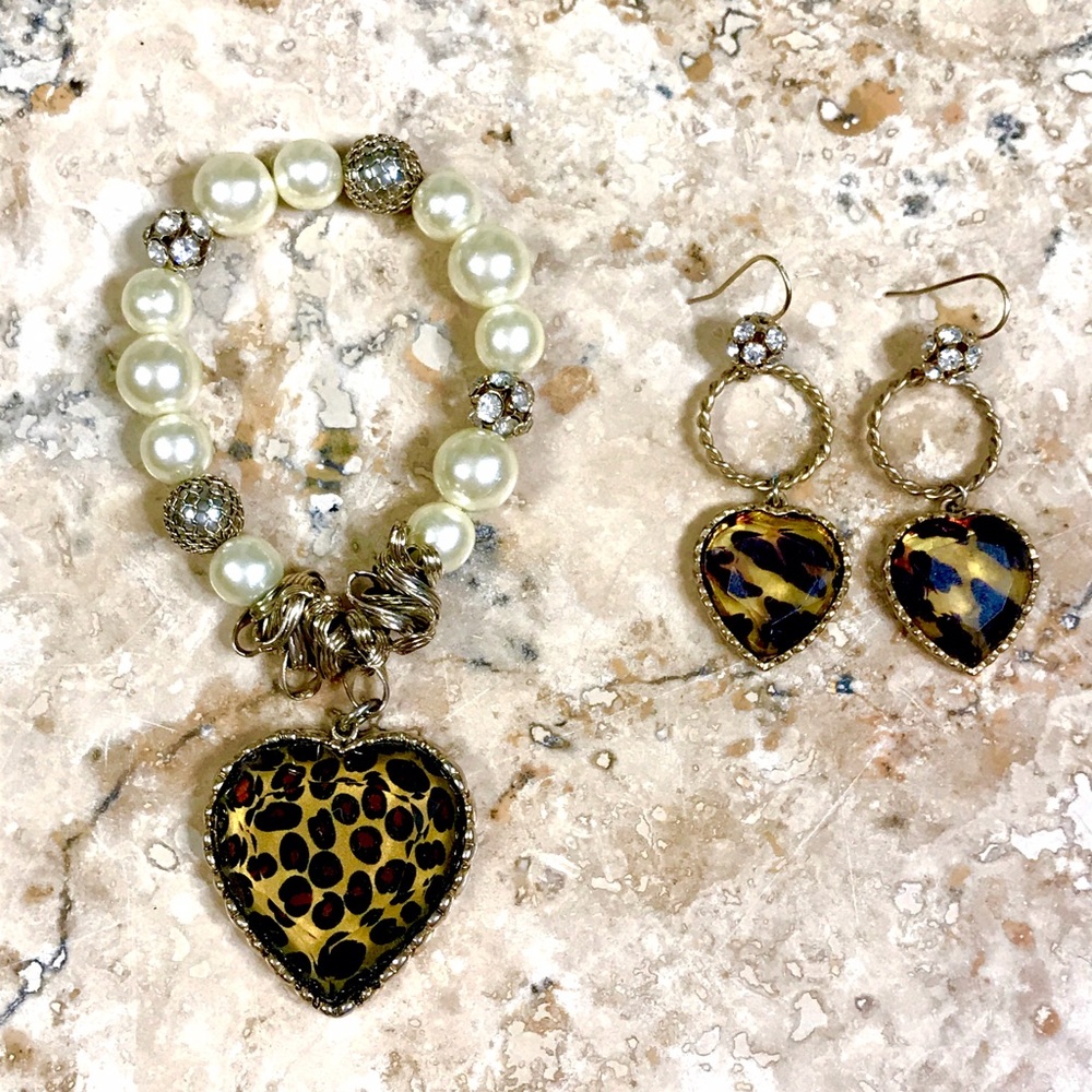 Betsey Johnson Leopard Heart Set