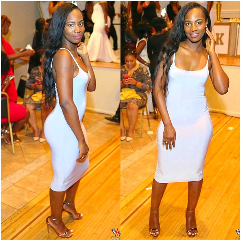 Gray spaghetti strip dress