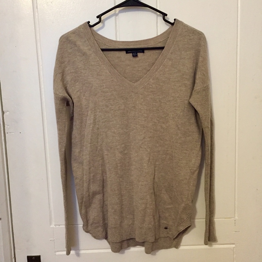 Cream V-neck Top