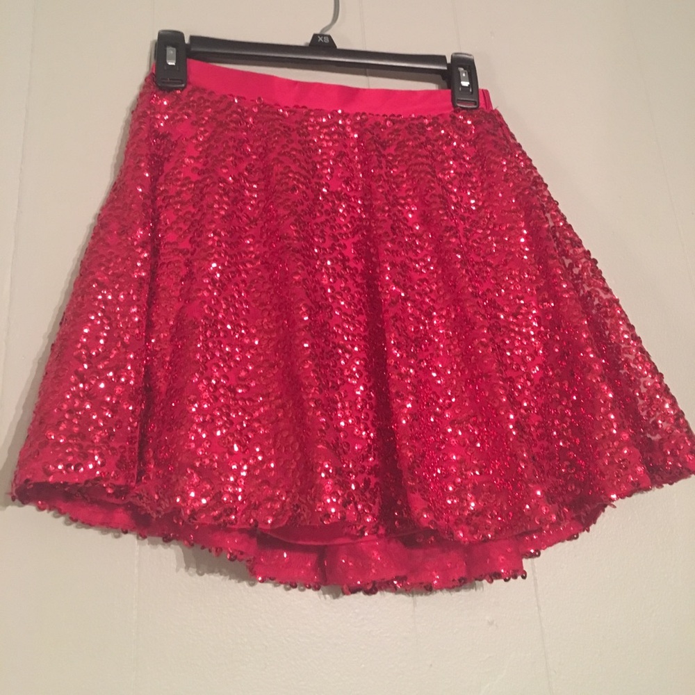 Red sequin circle skirt