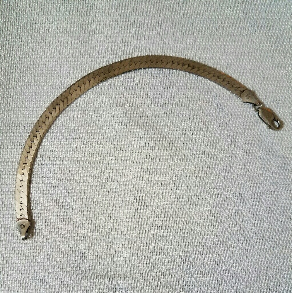 .925 Stamped Sterling Silver Heringbone Bracelet