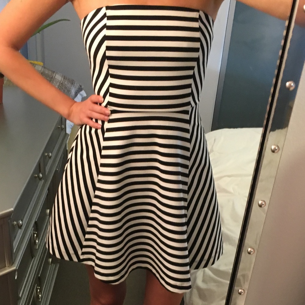 Black and White striped Dress