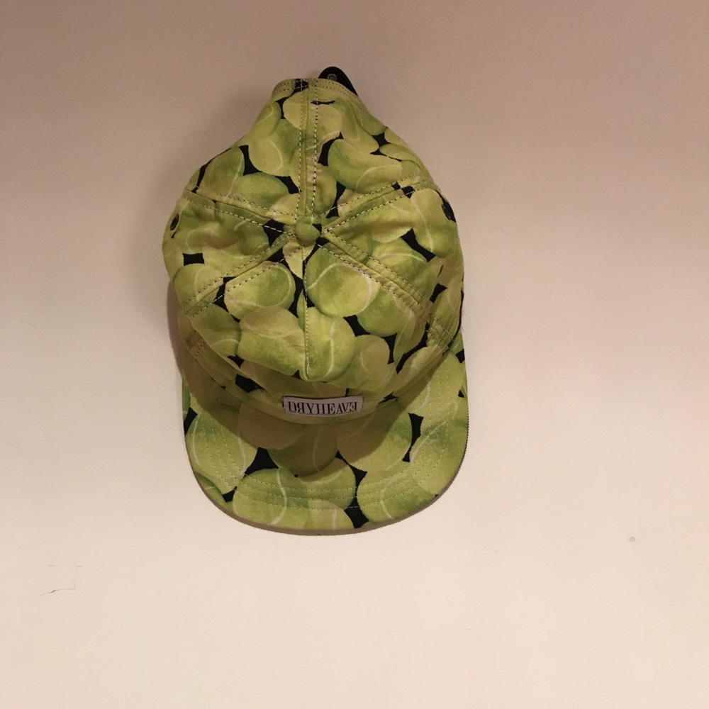 Lime green hat. Adjustable leather back.