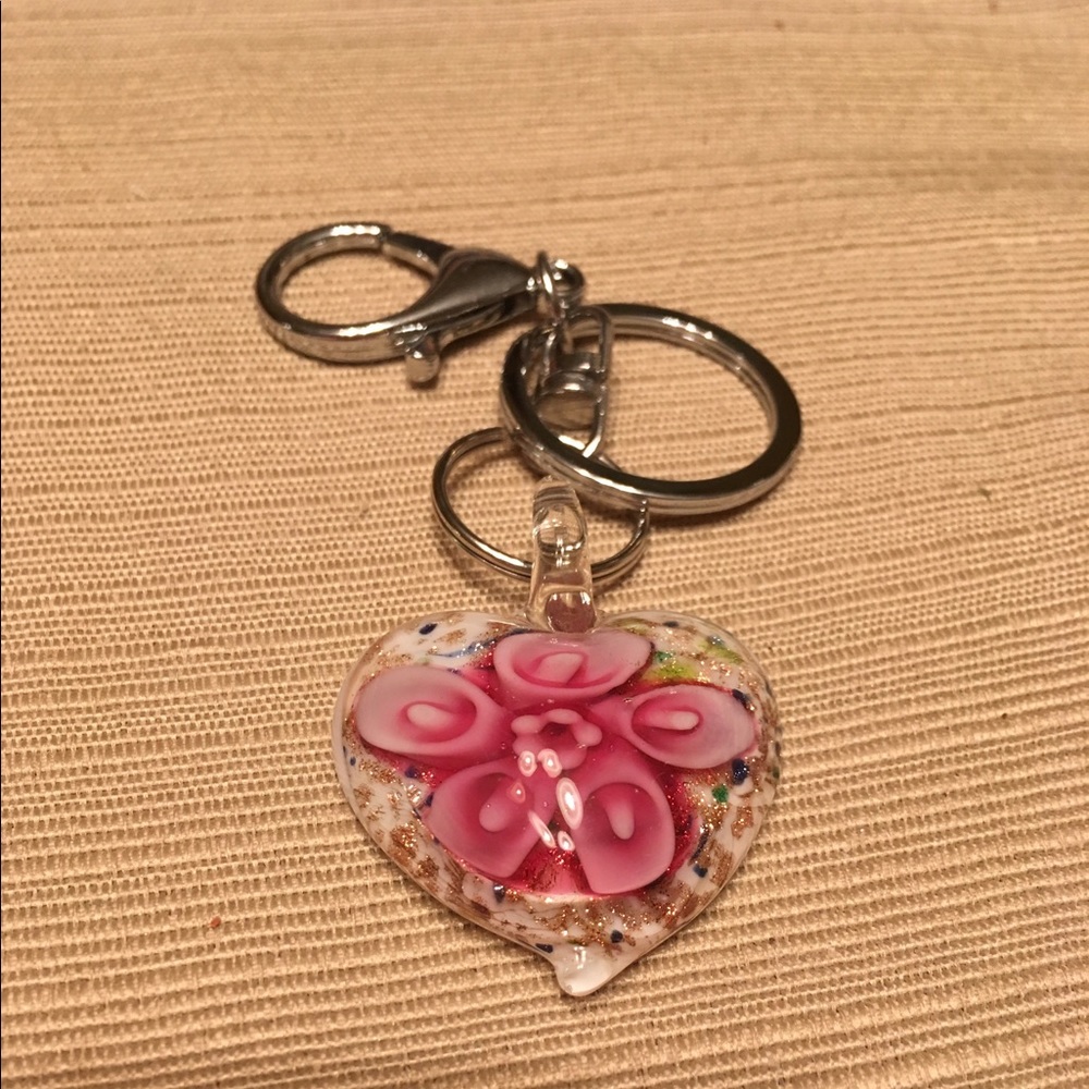 Purse charm/key chain hearts and flowers