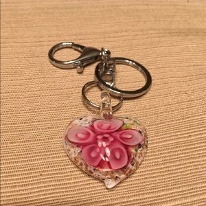 Purse charm/key chain hearts and flowers