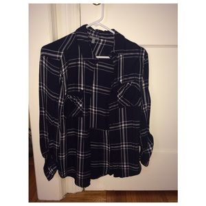 Navy and white flannel