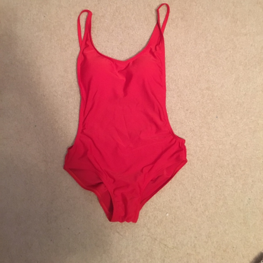 Red one piece bathing suit