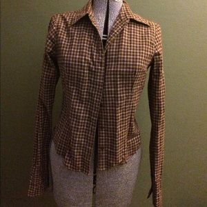 Red plaid button down shirt