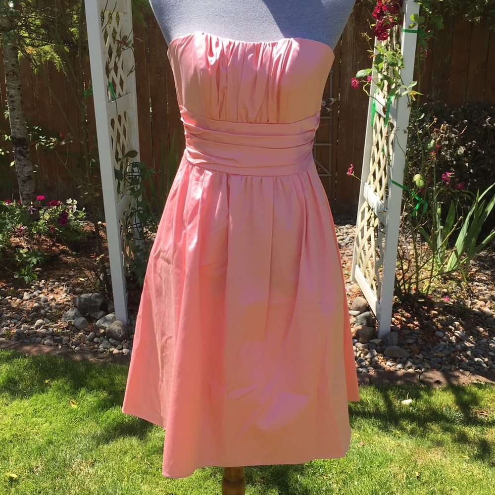 ✨Davids Bridal Ruched Cotton Pink Pockets Dress