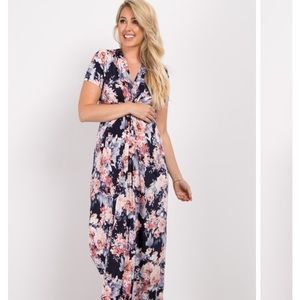 Pink Blush navy floral maxi dress Medium