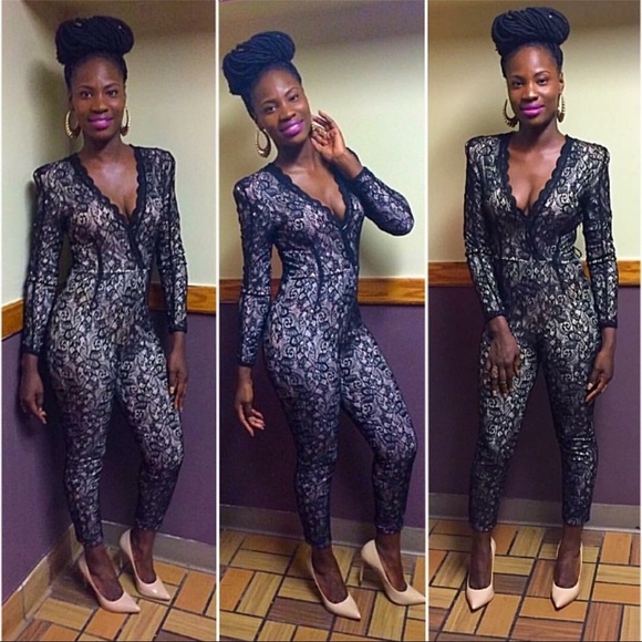 Black and Tan lace jumpsuit - Picture 1 of 1