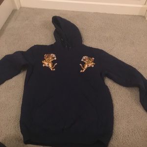 Navy 10. Deep Quilted Hoodie w/ Tiger embroidery