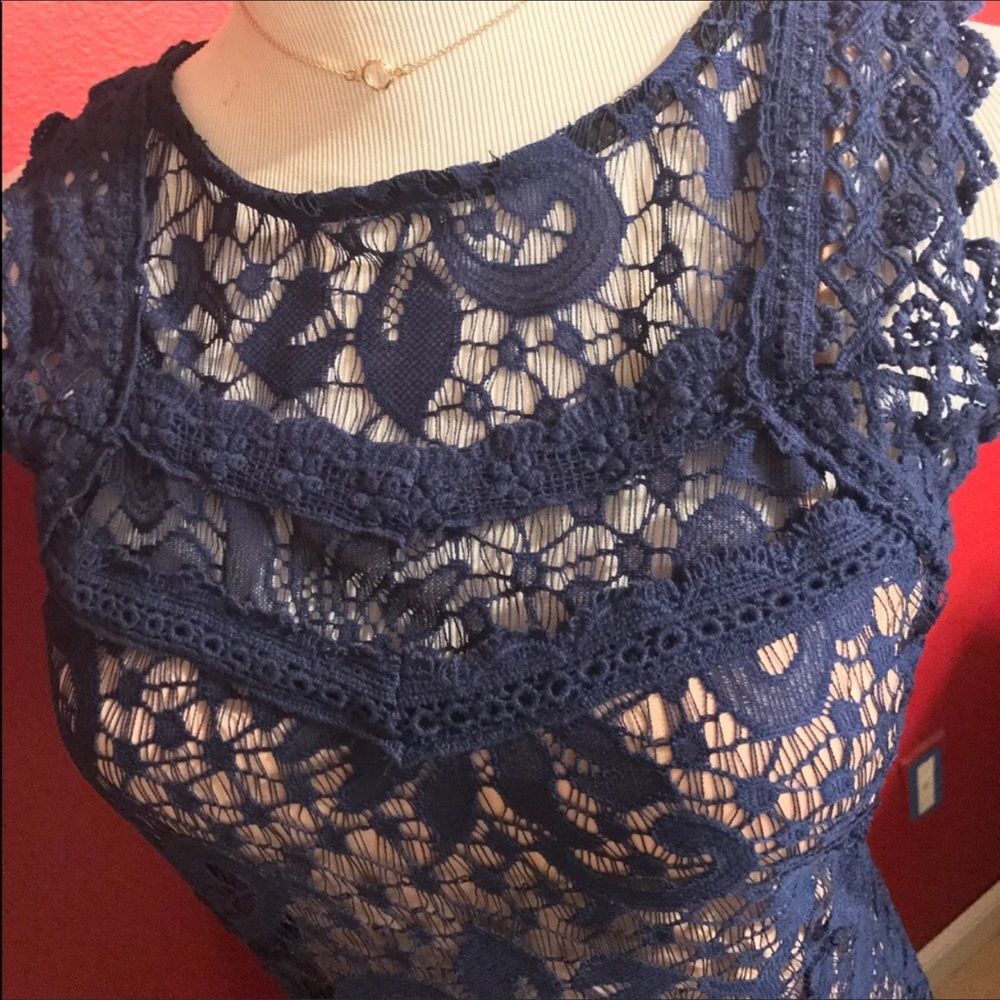 🎉 SALE!! Long lace navy blue dress