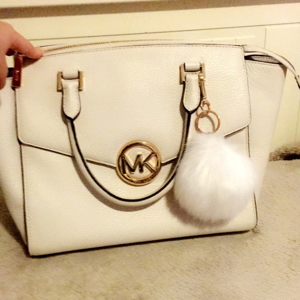 White and gold michael kors bag