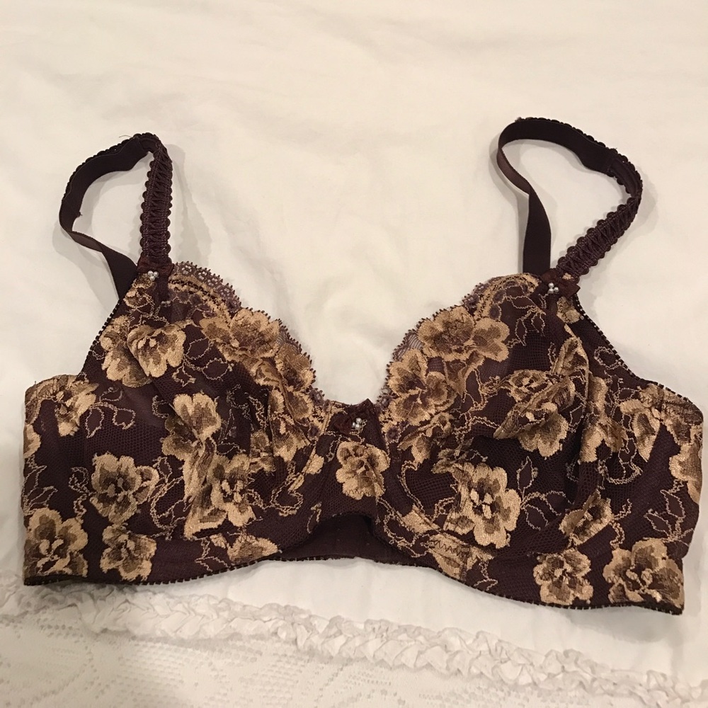 Beautiful lace bra. No padding. Brown and gold.