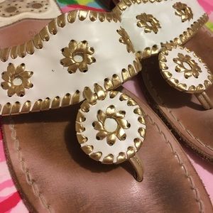 Lightly Worn White & Gold Nantucket Jack Rogers