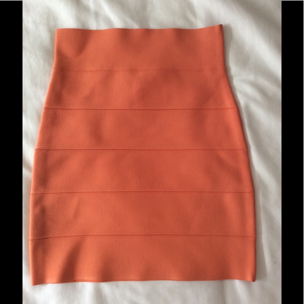 BCBGMAXAZRIA bandage skirt orange Xs