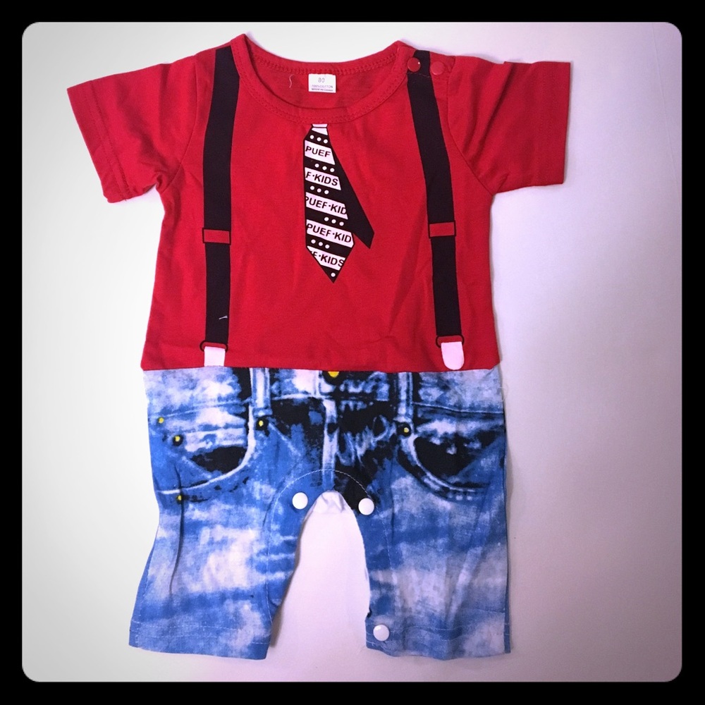 Cotton Onesie that looks like jeans & shirt